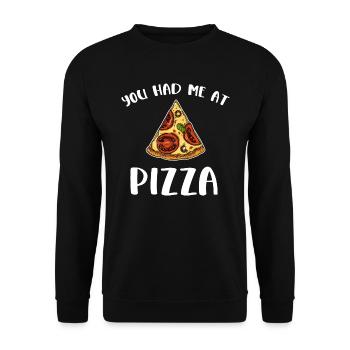 You Had Me At Pizza - Pizza - Unisex Sweatshirt - black - Front - Alina (178cm) & Michal (187cm)