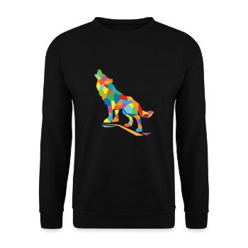 Wolf Polygon - Unisex Pullover - Schwarz - Vorne - Alina (178cm) & Michal (187cm)