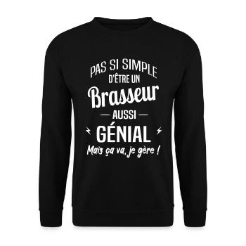 Brasseur - Sweat-shirt Unisexe - noir - Devant - Alina (178cm) & Michal (187cm)