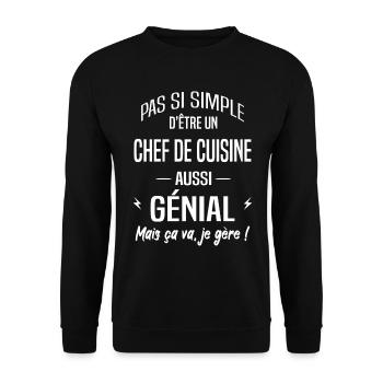 Chef de cuisine - Sweat-shirt Unisexe - noir - Devant - Alina (178cm) & Michal (187cm)
