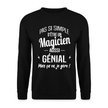 Magicien - Sweat-shirt Unisexe - noir - Devant - Alina (178cm) & Michal (187cm)