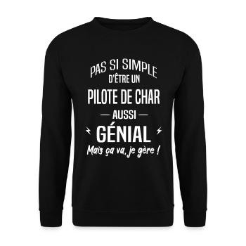 Pilote de char - Sweat-shirt Unisexe - noir - Devant - Alina (178cm) & Michal (187cm)
