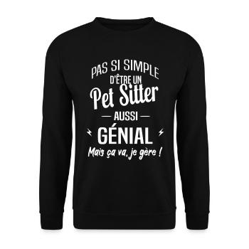 Pet Sitter - Sweat-shirt Unisexe - noir - Devant - Alina (178cm) & Michal (187cm)