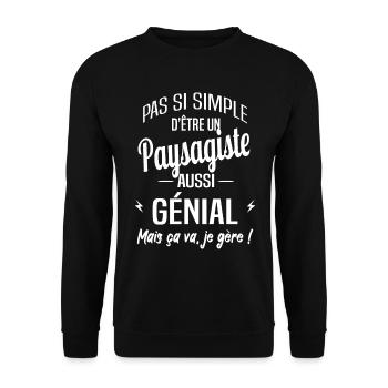 Paysagiste - Sweat-shirt Unisexe - noir - Devant - Alina (178cm) & Michal (187cm)