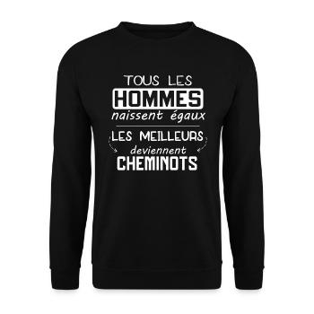 Cheminot - Train - Rail - Cadeau - Drôle - Homme - Sweat-shirt Unisexe - noir - Devant - Alina (178cm) & Michal (187cm)