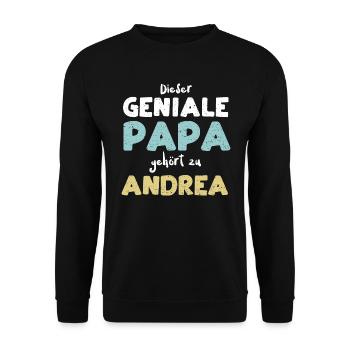 Dieser Geniale Papa Gehört Zu An... - Unisex Pullover - Schwarz - Vorne - Alina (178cm) & Michal (187cm)