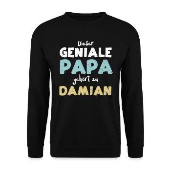 Dieser Geniale Papa Gehört Zu Da... - Unisex Pullover - Schwarz - Vorne - Alina (178cm) & Michal (187cm)