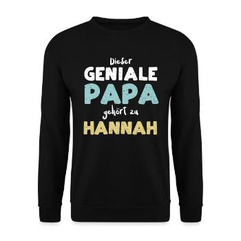 Dieser Geniale Papa Gehört Zu Ha... - Unisex Pullover - Schwarz - Vorne - Alina (178cm) & Michal (187cm)