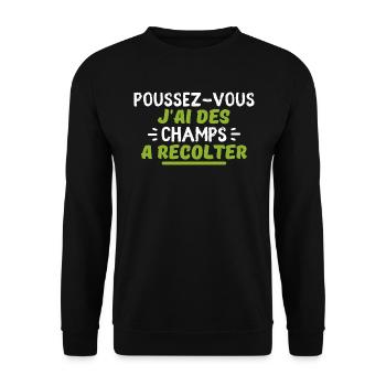 poussez-vous j'ai des champs à récolter - Sweat-shirt Unisexe - noir - Devant - Alina (178cm) & Michal (187cm)