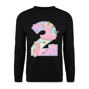 Ballerine 2ème fête d’anniversaire numéro 2 - 2 ans - Sweat-shirt Unisexe - noir - Devant - Alina (178cm) & Michal (187cm)