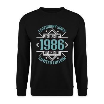 Legendär seit Januar 1986 limitierte Auflage - Unisex Pullover - Schwarz - Vorne - Alina (178cm) & Michal (187cm)