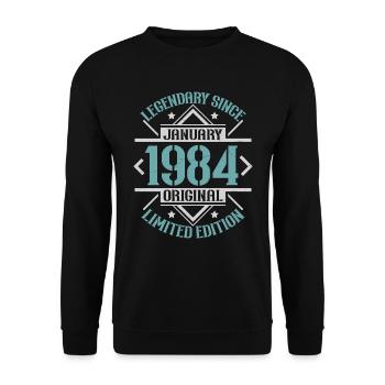 Legendär seit Januar 1984 limitierte Auflage - Unisex Pullover - Schwarz - Vorne - Alina (178cm) & Michal (187cm)