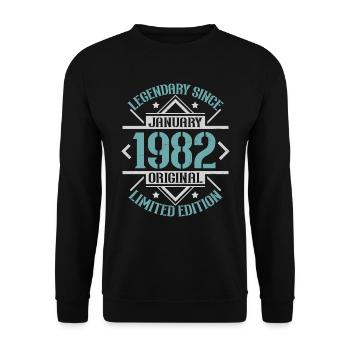 Legendär seit Januar 1982 limitierte Auflage - Unisex Pullover - Schwarz - Vorne - Alina (178cm) & Michal (187cm)