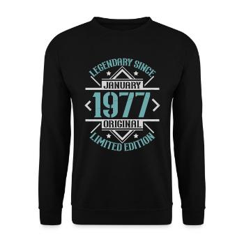 Legendär seit Januar 1977 limitierte Auflage - Unisex Pullover - Schwarz - Vorne - Alina (178cm) & Michal (187cm)