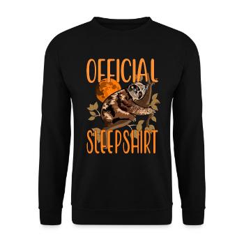 Official Sleepshirt, Langschäfter, Morgenmuffel - Unisex Pullover - Schwarz - Vorne - Alina (178cm) & Michal (187cm)