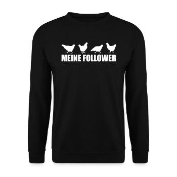 Hühner Follower - Hühner Geschenk - Unisex Pullover - Schwarz - Vorne - Alina (178cm) & Michal (187cm)