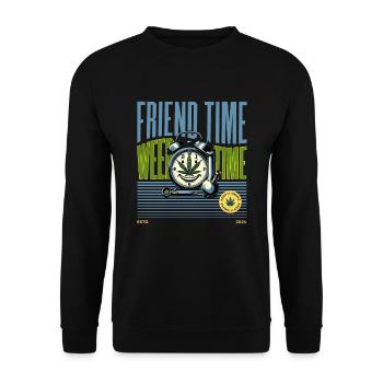 Weed Time - Unisex Pullover - Schwarz - Vorne - Alina (178cm) & Michal (187cm)