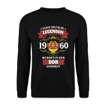 DDR LEGENDE 1960 OSSI GEBURTSTAG GESCHENK - Unisex Pullover - Schwarz - Vorne - Alina (178cm) & Michal (187cm)