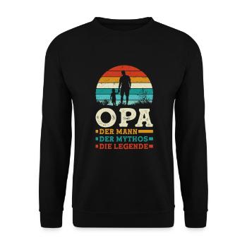 Bester Opa Geschenk Sprüche Vatertag - Unisex Pullover - Schwarz - Vorne - Alina (178cm) & Michal (187cm)