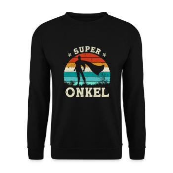 Super Uncle Gift Superhero Father's Day - Unisex Sweatshirt - black - Front - Alina (178cm) & Michal (187cm)