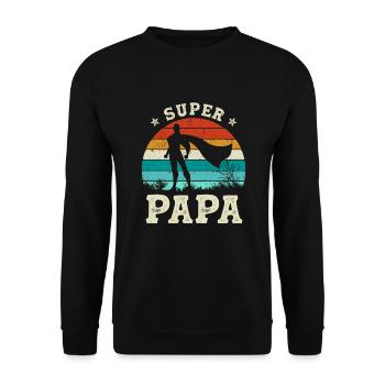 Super Papa Gift Superhero Father's Day - Unisex Sweatshirt - black - Front - Alina (178cm) & Michal (187cm)