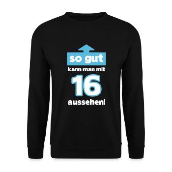 16 Geburtstag Mann Frau Lustig 16 Jahre - Unisex Pullover - Schwarz - Vorne - Alina (178cm) & Michal (187cm)