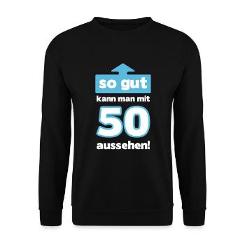 50 Geburtstag Mann Frau Lustig 50 Jahre - Unisex Pullover - Schwarz - Vorne - Alina (178cm) & Michal (187cm)