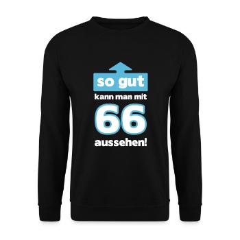 66 Geburtstag Mann Frau Lustig 66 Jahre - Unisex Pullover - Schwarz - Vorne - Alina (178cm) & Michal (187cm)