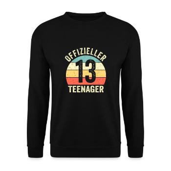 Teenager 13. Geburtstag Mädchen Jungen - Unisex Pullover - Schwarz - Vorne - Alina (178cm) & Michal (187cm)