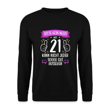 21 Geburtstag Mann Frau Lustig 21 Jahre - Unisex Pullover - Schwarz - Vorne - Alina (178cm) & Michal (187cm)