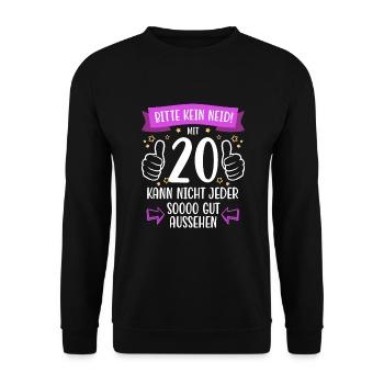 20 Geburtstag Mann Frau Lustig 20 Jahre - Unisex Pullover - Schwarz - Vorne - Alina (178cm) & Michal (187cm)