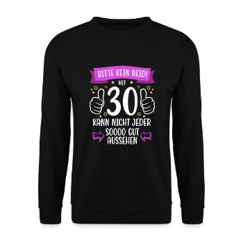 30 Geburtstag Mann Frau Lustig 30 Jahre - Unisex Pullover - Schwarz - Vorne - Alina (178cm) & Michal (187cm)