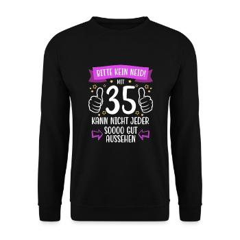 35 Geburtstag Mann Frau Lustig 35 Jahre - Unisex Pullover - Schwarz - Vorne - Alina (178cm) & Michal (187cm)
