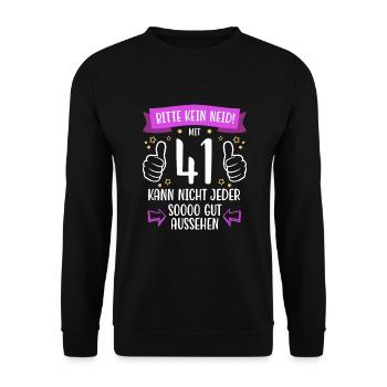 41 Geburtstag Mann Frau Lustig 41 Jahre - Unisex Pullover - Schwarz - Vorne - Alina (178cm) & Michal (187cm)