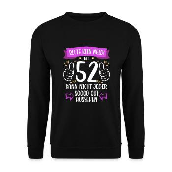 52 Geburtstag Mann Frau Lustig 52 Jahre - Unisex Pullover - Schwarz - Vorne - Alina (178cm) & Michal (187cm)