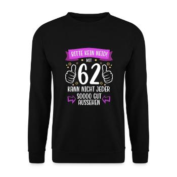 62 Geburtstag Mann Frau Lustig 62 Jahre - Unisex Pullover - Schwarz - Vorne - Alina (178cm) & Michal (187cm)