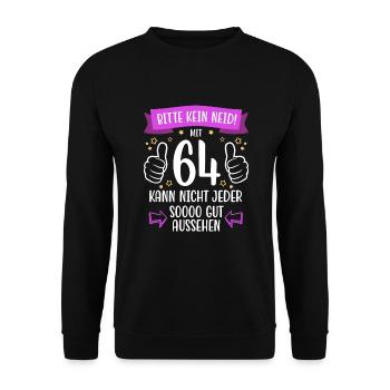 64 Geburtstag Mann Frau Lustig 64 Jahre - Unisex Pullover - Schwarz - Vorne - Alina (178cm) & Michal (187cm)