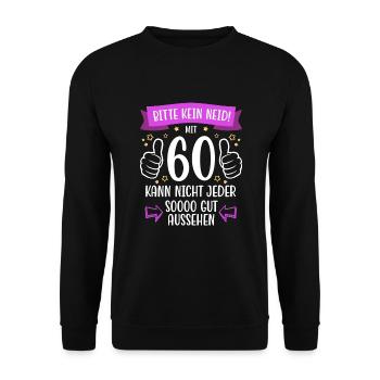 60 Geburtstag Mann Frau Lustig 60 Jahre - Unisex Pullover - Schwarz - Vorne - Alina (178cm) & Michal (187cm)
