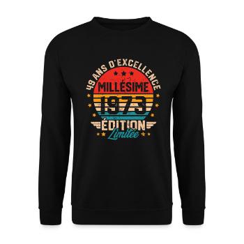 Cadeau d'anniversaire 49 ans millésime 1973 - Sweat-shirt Unisexe - noir - Devant - Alina (178cm) & Michal (187cm)
