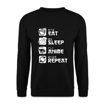 Eat Sleep Anime Repeat Japan Manga - Unisex Sweatshirt - black - Front - Alina (178cm) & Michal (187cm)