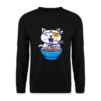 Ramen Cat Japan Kawaii - Unisex Sweatshirt - black - Front - Alina (178cm) & Michal (187cm)
