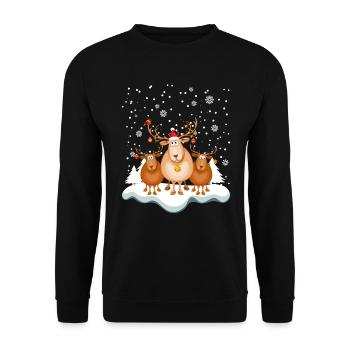 Renne Drôle d’hiver Joyeux Noël - Sweat-shirt Unisexe - noir - Devant - Alina (178cm) & Michal (187cm)