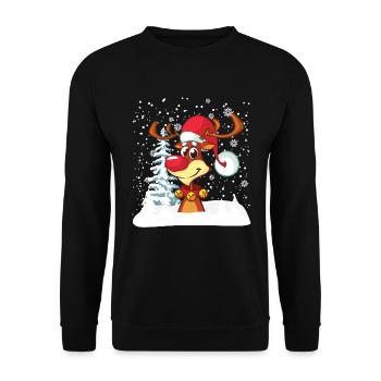 Renne Drôle d’hiver Joyeux Noël - Sweat-shirt Unisexe - noir - Devant - Alina (178cm) & Michal (187cm)