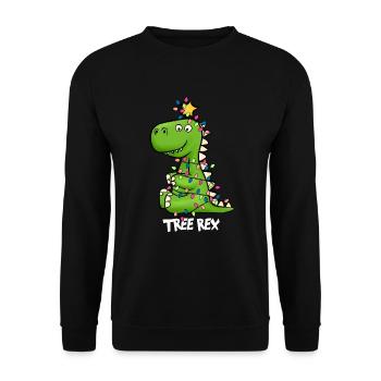 Tree Rex Weihnachten Dinosaurier Kind - Unisex Pullover - Schwarz - Vorne - Alina (178cm) & Michal (187cm)