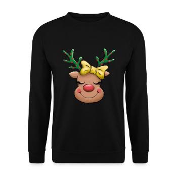 Rentier Lustig Winter Frohe Weihnachten - Unisex Pullover - Schwarz - Vorne - Alina (178cm) & Michal (187cm)