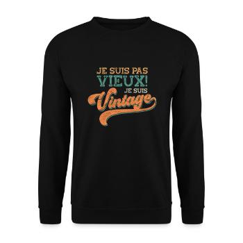 Homme Vieux Papy Fête Des Grands-Pères - Sweat-shirt Unisexe - noir - Devant - Alina (178cm) & Michal (187cm)