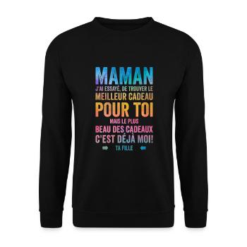 Maman Meilleur Cadeau C'est Moi Ta Fille - Sweat-shirt Unisexe - noir - Devant - Alina (178cm) & Michal (187cm)