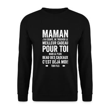 Maman Meilleur Cadeau C'est Moi Ton Fils - Sweat-shirt Unisexe - noir - Devant - Alina (178cm) & Michal (187cm)