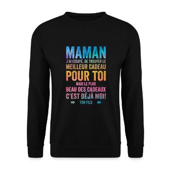 Maman Meilleur Cadeau C'est Moi Ton Fils - Sweat-shirt Unisexe - noir - Devant - Alina (178cm) & Michal (187cm)