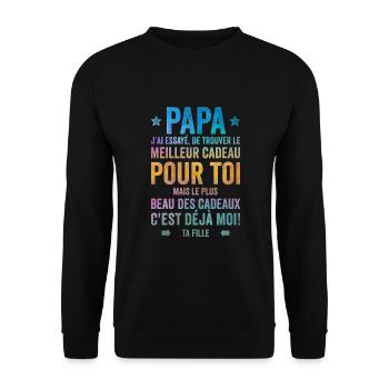 Papa Meilleur Cadeau C'est Moi Ta Fille - Sweat-shirt Unisexe - noir - Devant - Alina (178cm) & Michal (187cm)